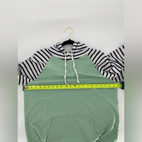 Orvis Classic Collection Mint Green Striped Pullover Hoodie Size Large - Picture 6 of 9